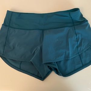 turquoise lululemon speed up shorts